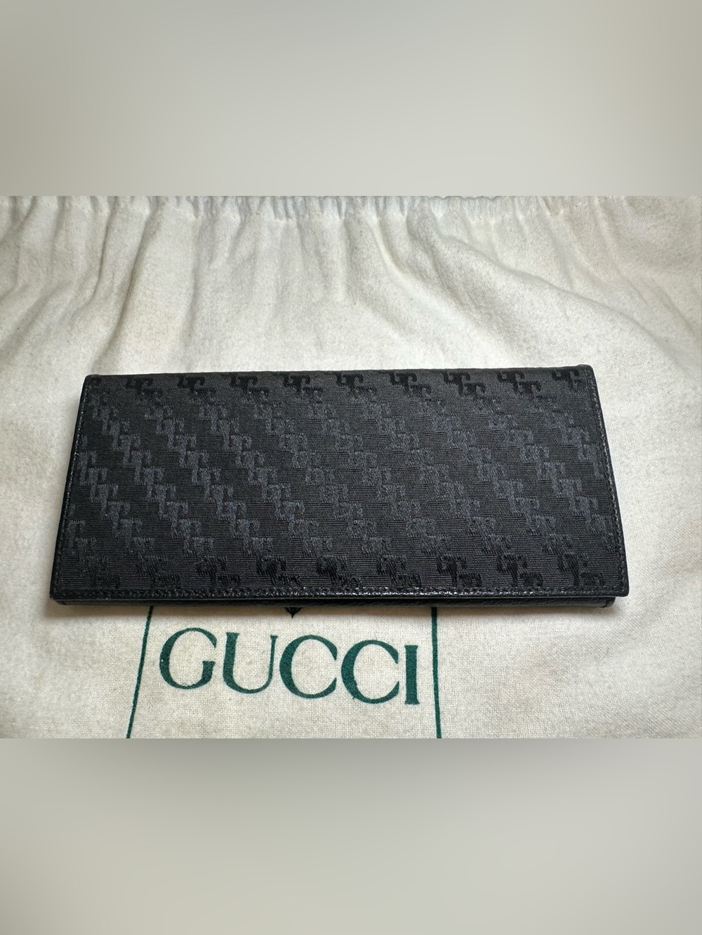 Vintage Gucci Black GG Canvas Leather Gold Buckle Shoulder Bag + Matching Wallet - Picture 10 of 16